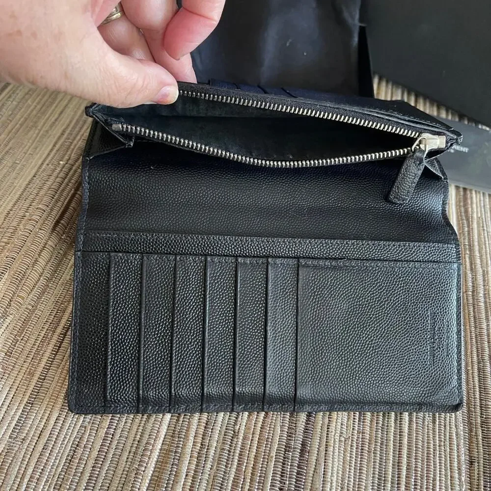 Saint Laurent bifold long wallet with box black YSL